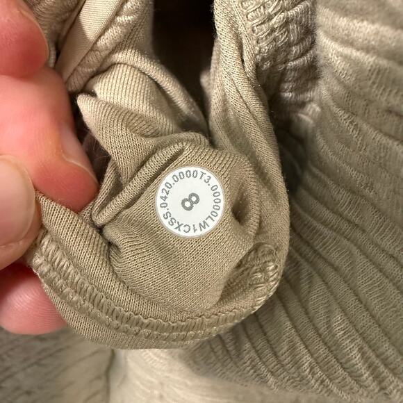 Lululemon On Repeat Ribbed Long Sleeve Dress Sweatshirt Tan 8 Knee Length - Picture 6 of 8